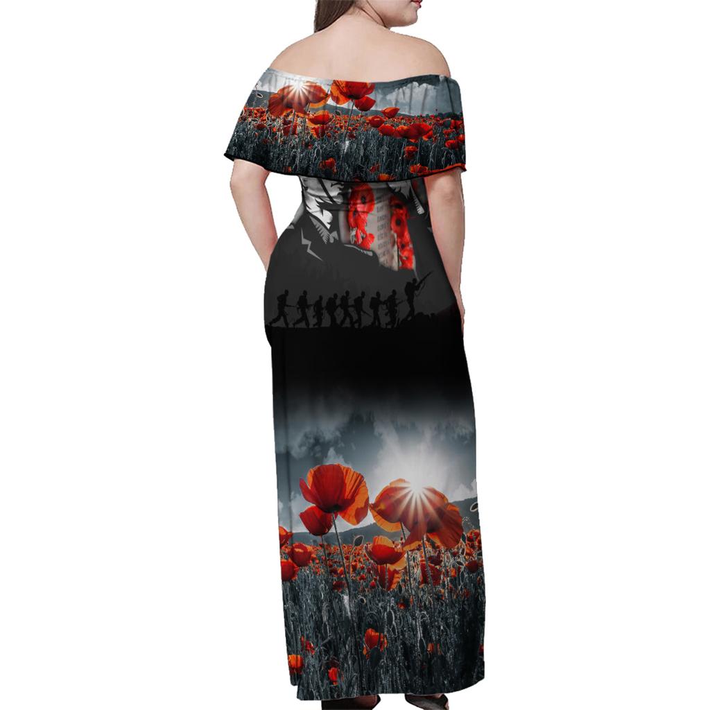 ANZAC DAY Heroes Of The Gallipoli Family Matching Off Shoulder Maxi Dress and Hawaiian Shirt