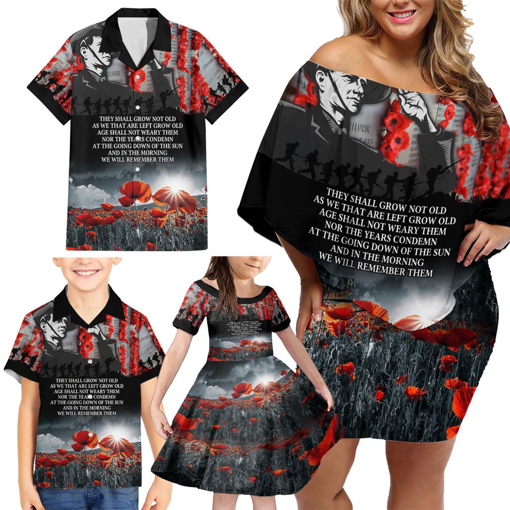 ANZAC DAY Heroes Of The Gallipoli Family Matching Off Shoulder Short Dress and Hawaiian Shirt