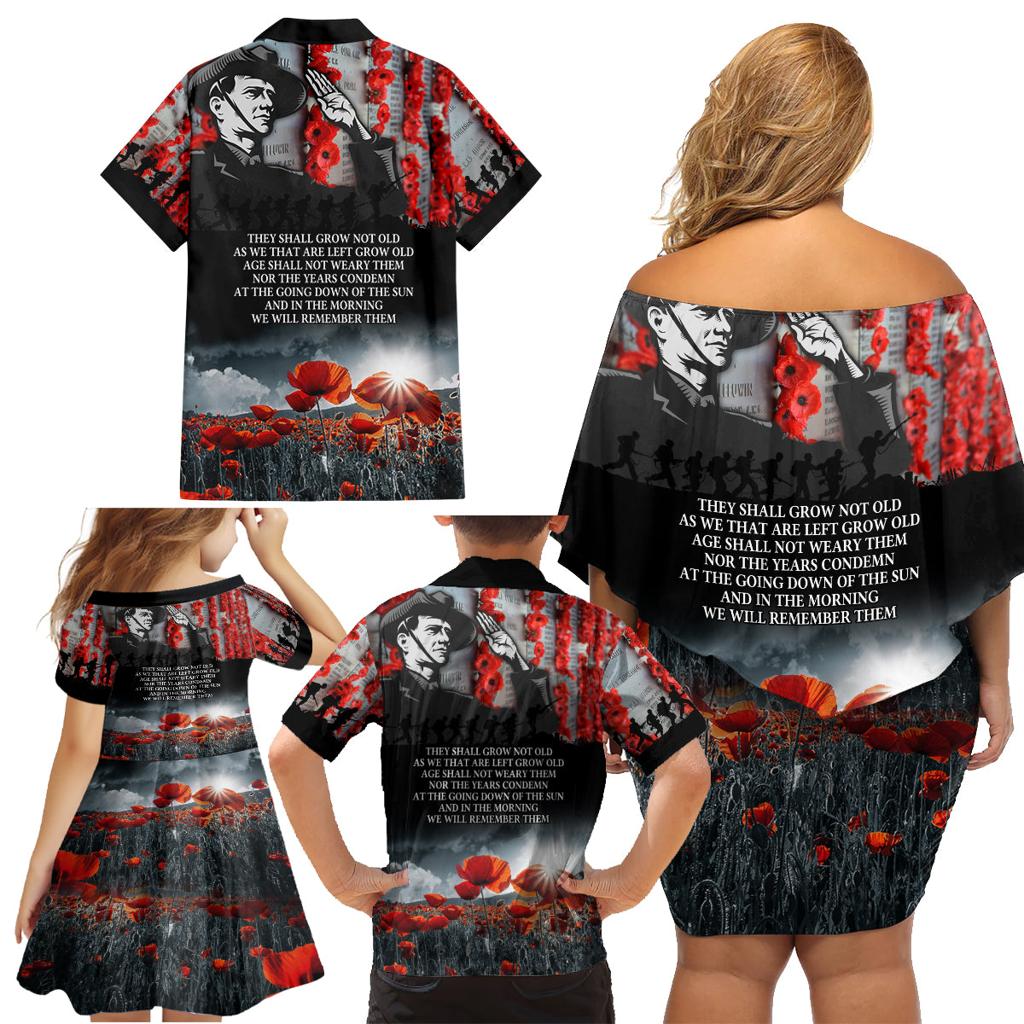 ANZAC DAY Heroes Of The Gallipoli Family Matching Off Shoulder Short Dress and Hawaiian Shirt