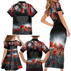 ANZAC DAY Heroes Of The Gallipoli Family Matching Short Sleeve Bodycon Dress and Hawaiian Shirt