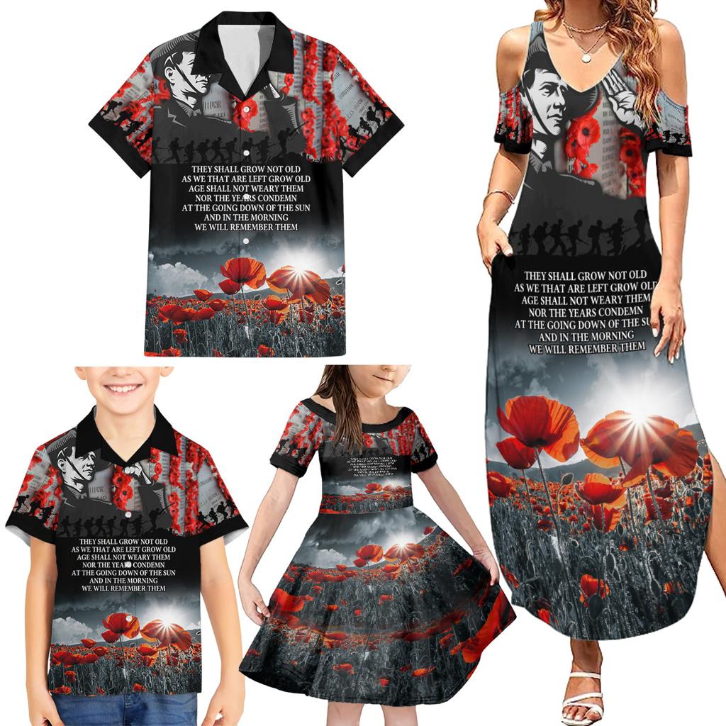 ANZAC DAY Heroes Of The Gallipoli Family Matching Summer Maxi Dress and Hawaiian Shirt