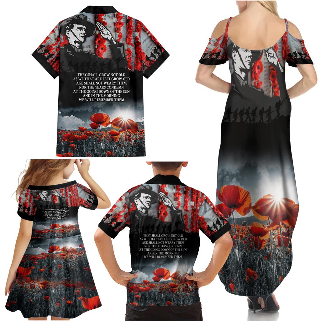 ANZAC DAY Heroes Of The Gallipoli Family Matching Summer Maxi Dress and Hawaiian Shirt