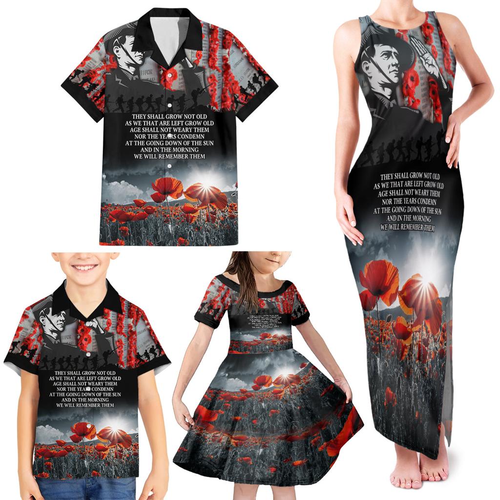 ANZAC DAY Heroes Of The Gallipoli Family Matching Tank Maxi Dress and Hawaiian Shirt