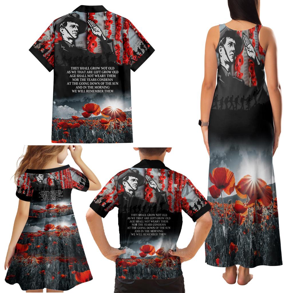 ANZAC DAY Heroes Of The Gallipoli Family Matching Tank Maxi Dress and Hawaiian Shirt
