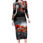 ANZAC DAY Heroes Of The Gallipoli Long Sleeve Bodycon Dress