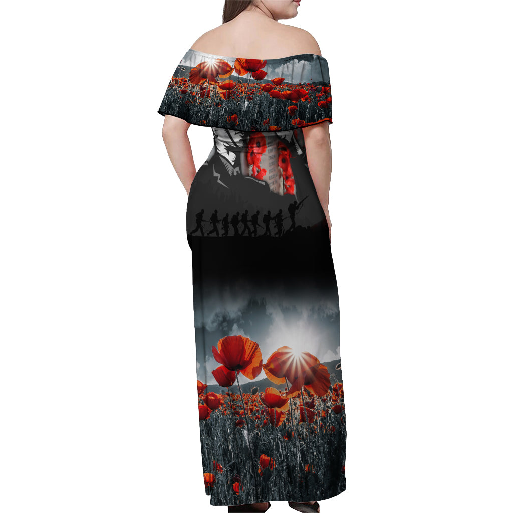 ANZAC DAY Heroes Of The Gallipoli Off Shoulder Maxi Dress