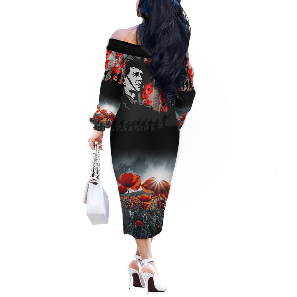 ANZAC DAY Heroes Of The Gallipoli Off The Shoulder Long Sleeve Dress