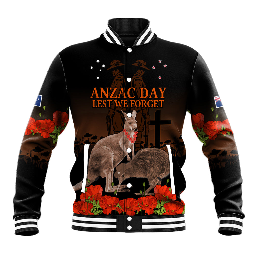 Kangaroo and Kiwi Bird ANZAC Day Custom Baseball Jacket Soldier Style