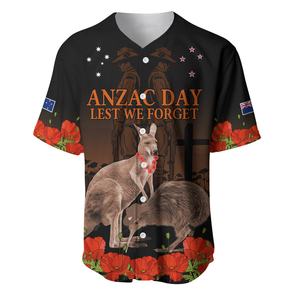 Kangaroo and Kiwi Bird ANZAC Day Custom Baseball Jersey Soldier Style