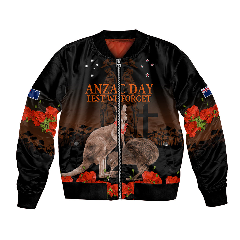 Kangaroo and Kiwi Bird ANZAC Day Custom Bomber Jacket Soldier Style