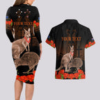 Kangaroo and Kiwi Bird ANZAC Day Custom Couples Matching Long Sleeve Bodycon Dress and Hawaiian Shirt Soldier Style