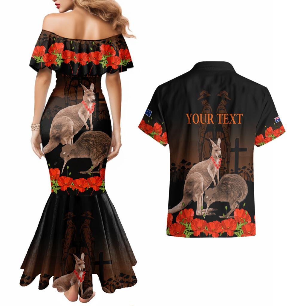 Kangaroo and Kiwi Bird ANZAC Day Custom Couples Matching Mermaid Dress and Hawaiian Shirt Soldier Style