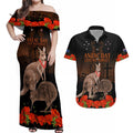 Kangaroo and Kiwi Bird ANZAC Day Custom Couples Matching Off Shoulder Maxi Dress and Hawaiian Shirt Soldier Style