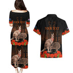 Kangaroo and Kiwi Bird ANZAC Day Custom Couples Matching Puletasi and Hawaiian Shirt Soldier Style