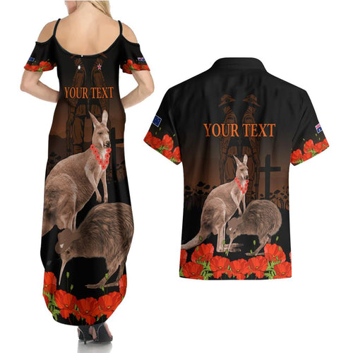 Kangaroo and Kiwi Bird ANZAC Day Custom Couples Matching Summer Maxi Dress and Hawaiian Shirt Soldier Style