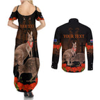 Kangaroo and Kiwi Bird ANZAC Day Custom Couples Matching Summer Maxi Dress and Long Sleeve Button Shirt Soldier Style
