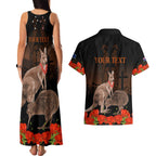 Kangaroo and Kiwi Bird ANZAC Day Custom Couples Matching Tank Maxi Dress and Hawaiian Shirt Soldier Style