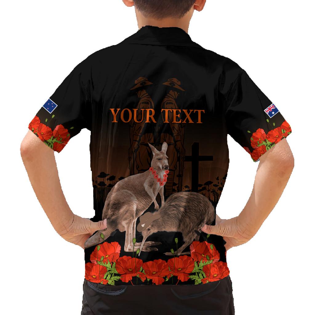 Kangaroo and Kiwi Bird ANZAC Day Custom Family Matching Long Sleeve Bodycon Dress and Hawaiian Shirt Soldier Style