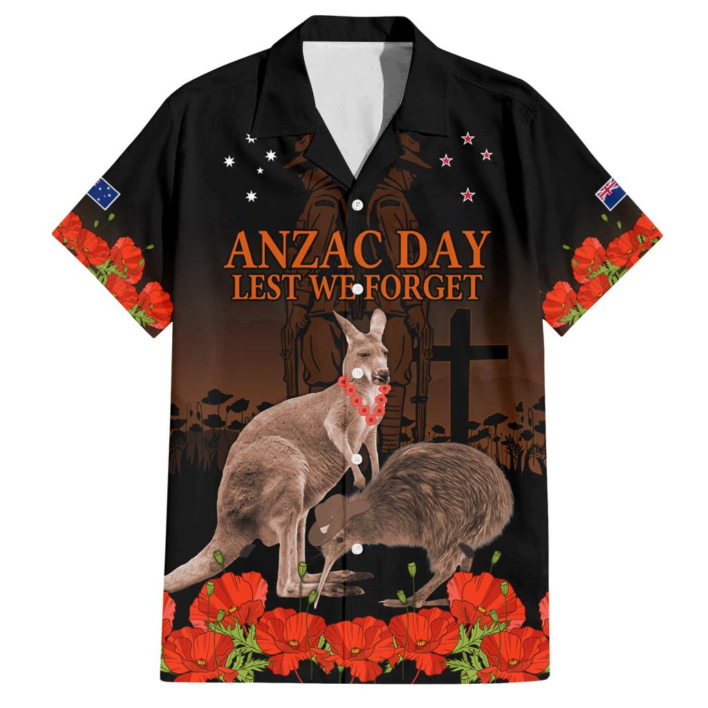 Kangaroo and Kiwi Bird ANZAC Day Custom Family Matching Long Sleeve Bodycon Dress and Hawaiian Shirt Soldier Style