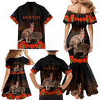 Kangaroo and Kiwi Bird ANZAC Day Custom Family Matching Mermaid Dress and Hawaiian Shirt Soldier Style
