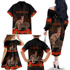 Kangaroo and Kiwi Bird ANZAC Day Custom Family Matching Off Shoulder Long Sleeve Dress and Hawaiian Shirt Soldier Style