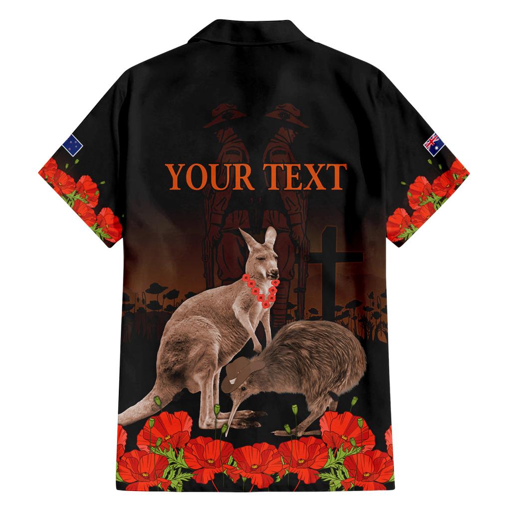 Kangaroo and Kiwi Bird ANZAC Day Custom Family Matching Off Shoulder Long Sleeve Dress and Hawaiian Shirt Soldier Style