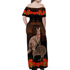 Kangaroo and Kiwi Bird ANZAC Day Custom Family Matching Off Shoulder Maxi Dress and Hawaiian Shirt Soldier Style