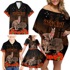 Kangaroo and Kiwi Bird ANZAC Day Custom Family Matching Off Shoulder Short Dress and Hawaiian Shirt Soldier Style