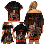 Kangaroo and Kiwi Bird ANZAC Day Custom Family Matching Off Shoulder Short Dress and Hawaiian Shirt Soldier Style