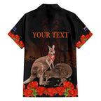 Kangaroo and Kiwi Bird ANZAC Day Custom Family Matching Off Shoulder Short Dress and Hawaiian Shirt Soldier Style
