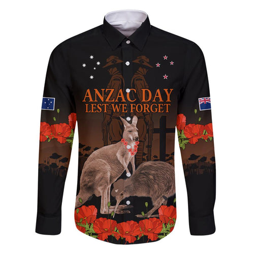 Kangaroo and Kiwi Bird ANZAC Day Custom Family Matching Off Shoulder Short Dress and Hawaiian Shirt Soldier Style