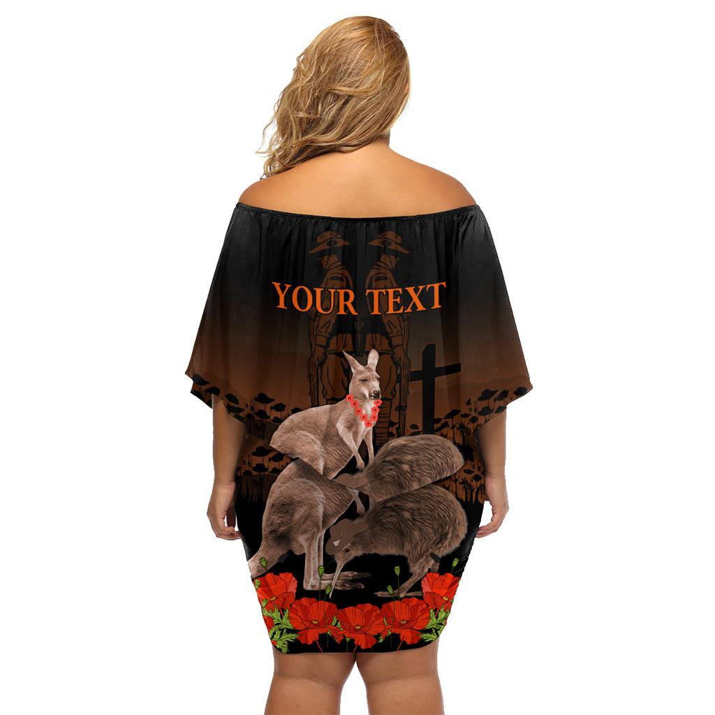 Kangaroo and Kiwi Bird ANZAC Day Custom Family Matching Off Shoulder Short Dress and Hawaiian Shirt Soldier Style