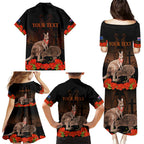 Kangaroo and Kiwi Bird ANZAC Day Custom Family Matching Puletasi and Hawaiian Shirt Soldier Style