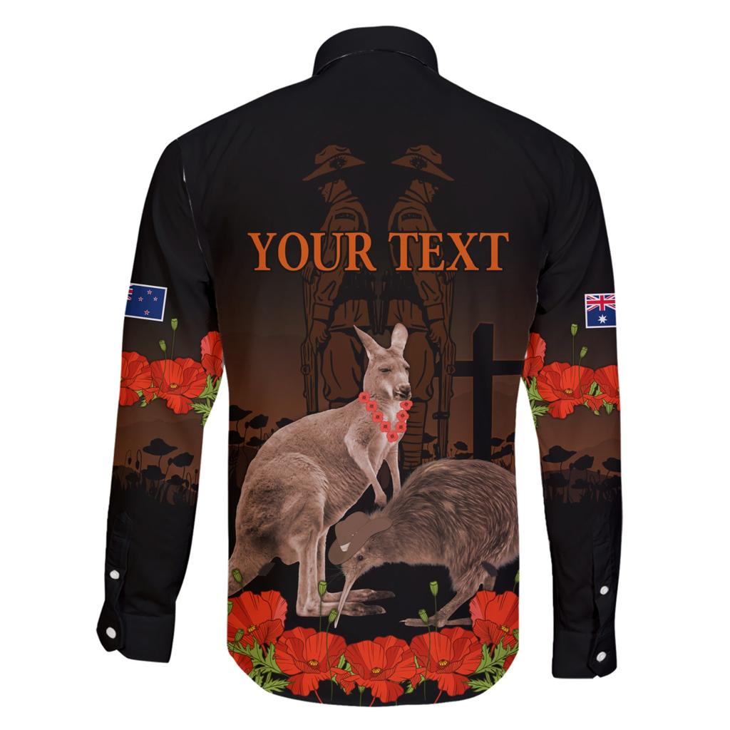 Kangaroo and Kiwi Bird ANZAC Day Custom Family Matching Short Sleeve Bodycon Dress and Hawaiian Shirt Soldier Style