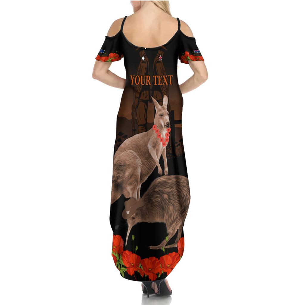 Kangaroo and Kiwi Bird ANZAC Day Custom Family Matching Summer Maxi Dress and Hawaiian Shirt Soldier Style