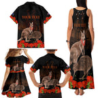 Kangaroo and Kiwi Bird ANZAC Day Custom Family Matching Tank Maxi Dress and Hawaiian Shirt Soldier Style