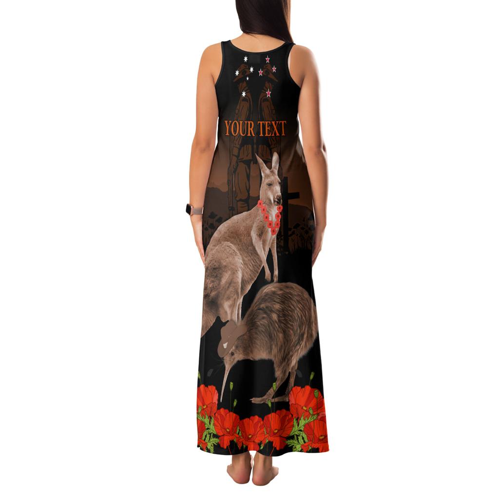 Kangaroo and Kiwi Bird ANZAC Day Custom Family Matching Tank Maxi Dress and Hawaiian Shirt Soldier Style