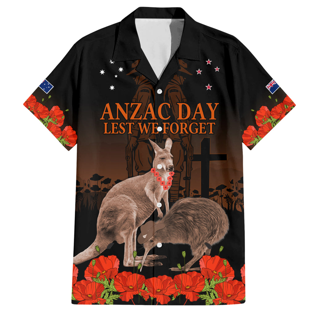 Kangaroo and Kiwi Bird ANZAC Day Custom Hawaiian Shirt Soldier Style
