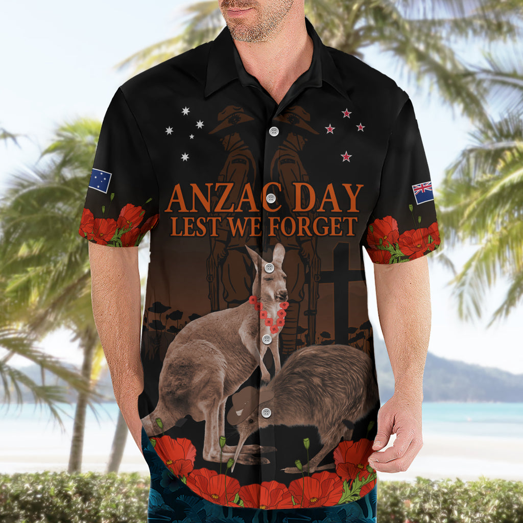 Kangaroo and Kiwi Bird ANZAC Day Custom Hawaiian Shirt Soldier Style