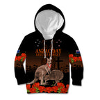 Kangaroo and Kiwi Bird ANZAC Day Custom Kid Hoodie Soldier Style