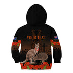Kangaroo and Kiwi Bird ANZAC Day Custom Kid Hoodie Soldier Style