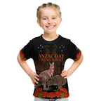 Kangaroo and Kiwi Bird ANZAC Day Custom Kid T Shirt Soldier Style