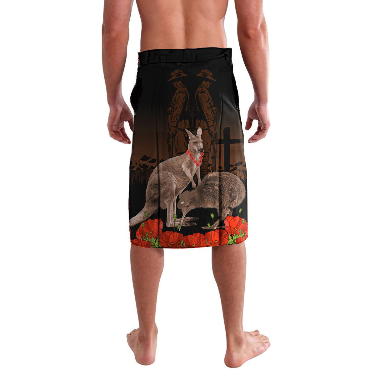Kangaroo and Kiwi Bird ANZAC Day Custom Lavalava Soldier Style