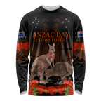 Kangaroo and Kiwi Bird ANZAC Day Custom Long Sleeve Shirt Soldier Style