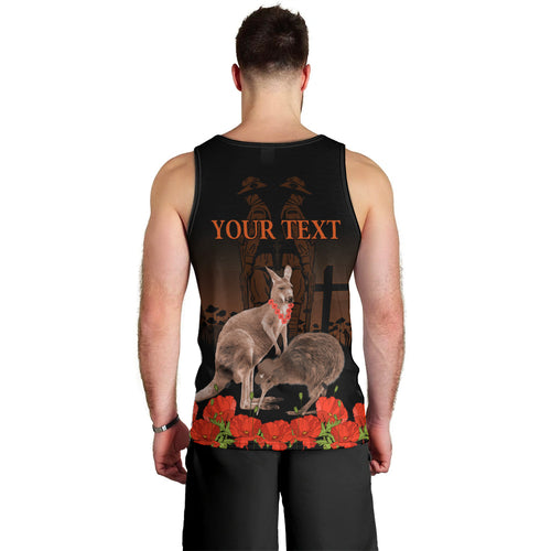 Kangaroo and Kiwi Bird ANZAC Day Custom Men Tank Top Soldier Style