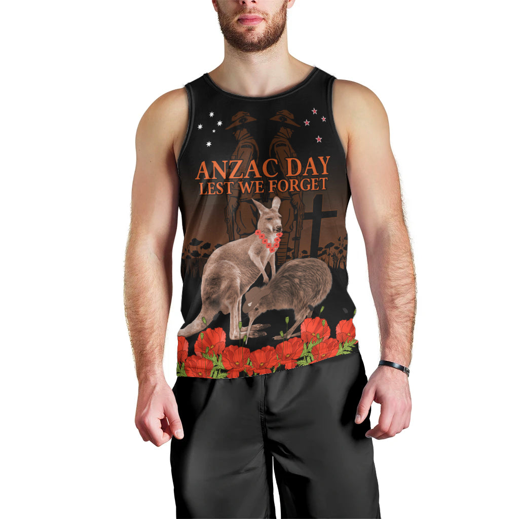 Kangaroo and Kiwi Bird ANZAC Day Custom Men Tank Top Soldier Style