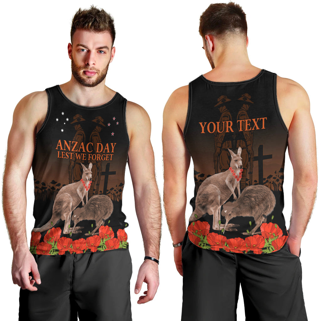 Kangaroo and Kiwi Bird ANZAC Day Custom Men Tank Top Soldier Style
