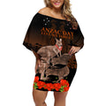 Kangaroo and Kiwi Bird ANZAC Day Custom Off Shoulder Short Dress Soldier Style