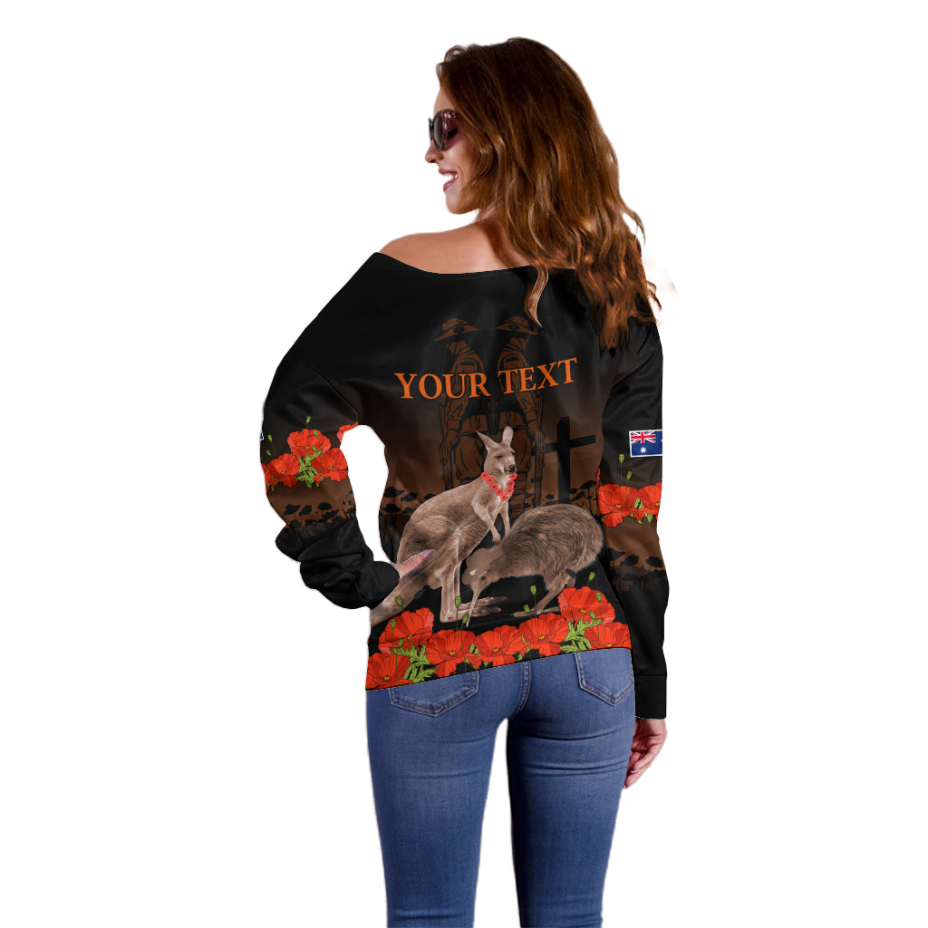Kangaroo and Kiwi Bird ANZAC Day Custom Off Shoulder Sweater Soldier Style