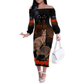 Kangaroo and Kiwi Bird ANZAC Day Custom Off The Shoulder Long Sleeve Dress Soldier Style